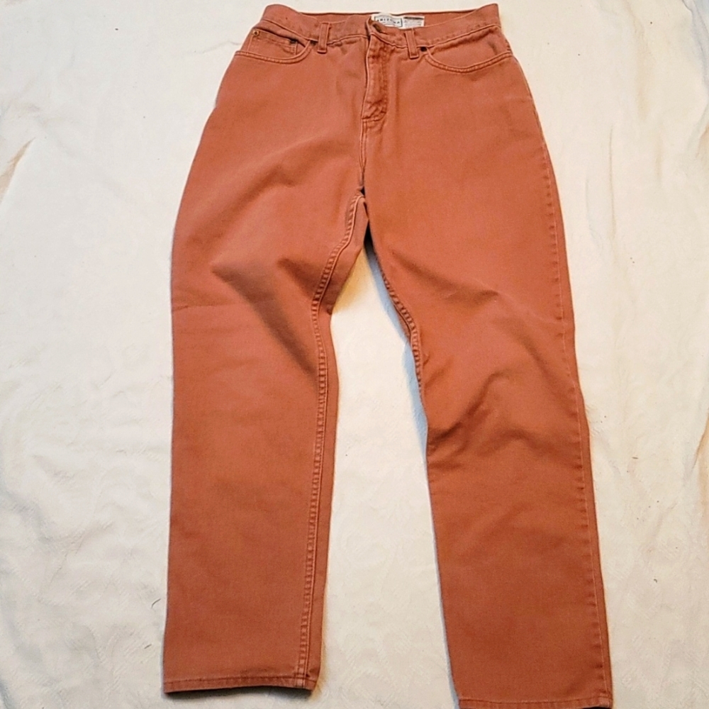 Arizona pants mom jeans pink high waist straight leg sz 12